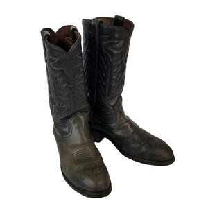 Hy-Test Cowboy Western Boots Mens 9.5 D Black Tufgum Oil Resistant Steel Toe